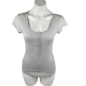 Zenana Women Small Gray T Shirt Snap Front Form Fitting NWT
